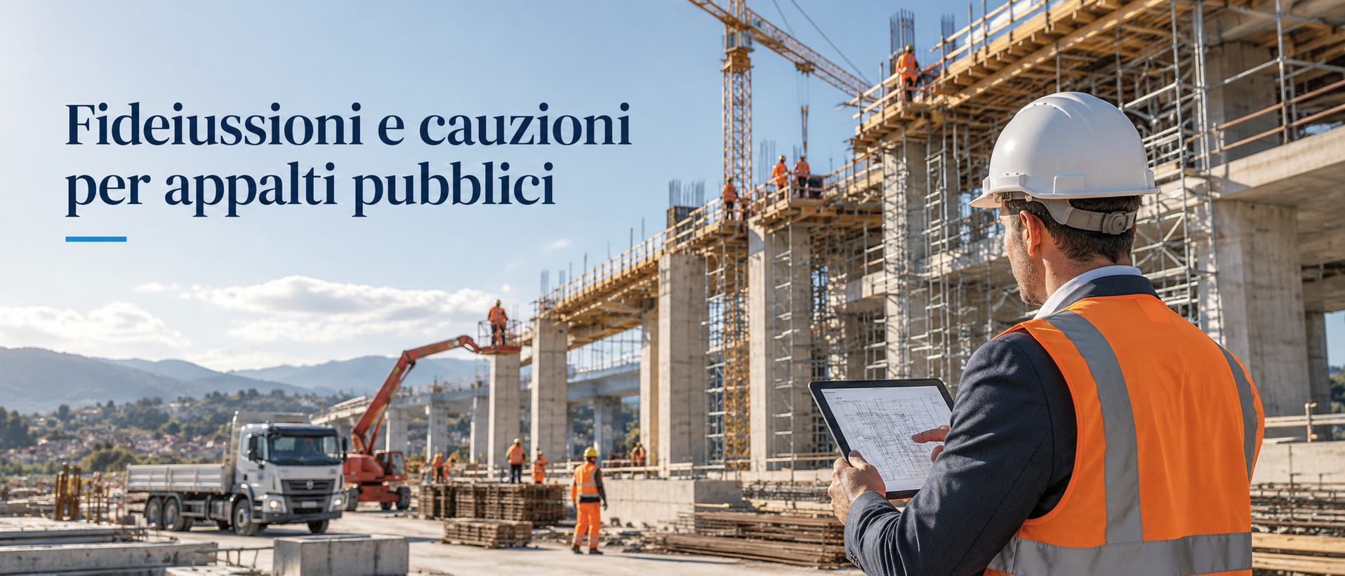 Fideiussioni e cauzioni per appalti pubblici con cantiere infrastrutturale e tecnico al lavoro